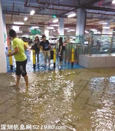 暴雨致深圳機(jī)場遭遇水浸，一些乘客因航班延誤滯留機(jī)場。 網(wǎng)絡(luò)截圖