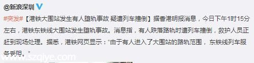 港鐵大圍站乘客墮軌身亡 東鐵服務受阻