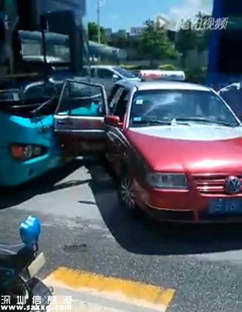 深圳(www.thesurfingworld.com)兩司機(jī)因搶道對(duì)罵 公交司機(jī)開(kāi)車(chē)狠撞的士