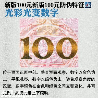 今起新版100元正式流通 快速識(shí)別新版人民幣