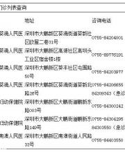 深圳大鵬新區(qū)疫苗接種門診地址和電話