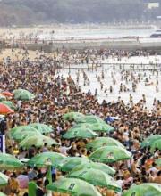 深圳大梅沙有多擠？