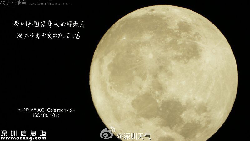 深圳網(wǎng)友曬自己拍的超級月亮 大寫的服！