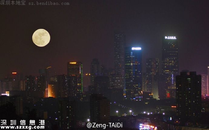 深圳網(wǎng)友曬自己拍的超級月亮 大寫的服！